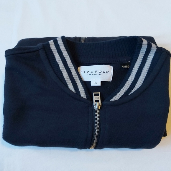 Five Four Bomber Jacket Fleece Navy Zip Up Sz S - Picture 2 of 7